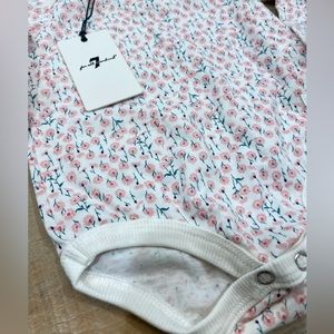 7 for all Mankind floral baby girl long sleeve bodysuit Onesie Nwt